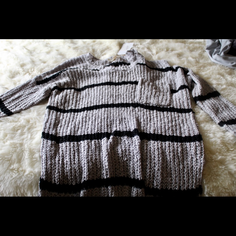 Gray and Black Striped Sweater
